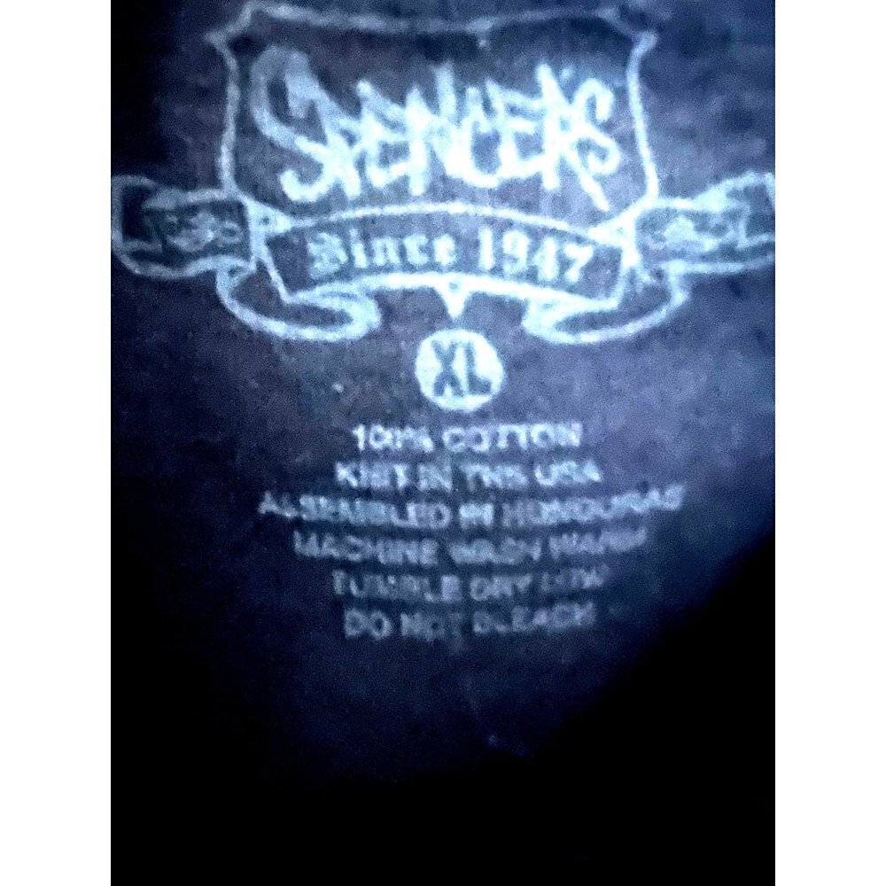 Spencers Mens Black White Graphic T-Shirt XL Novelty Funny Stretch Cotton Unisex - Picture 5 of 5